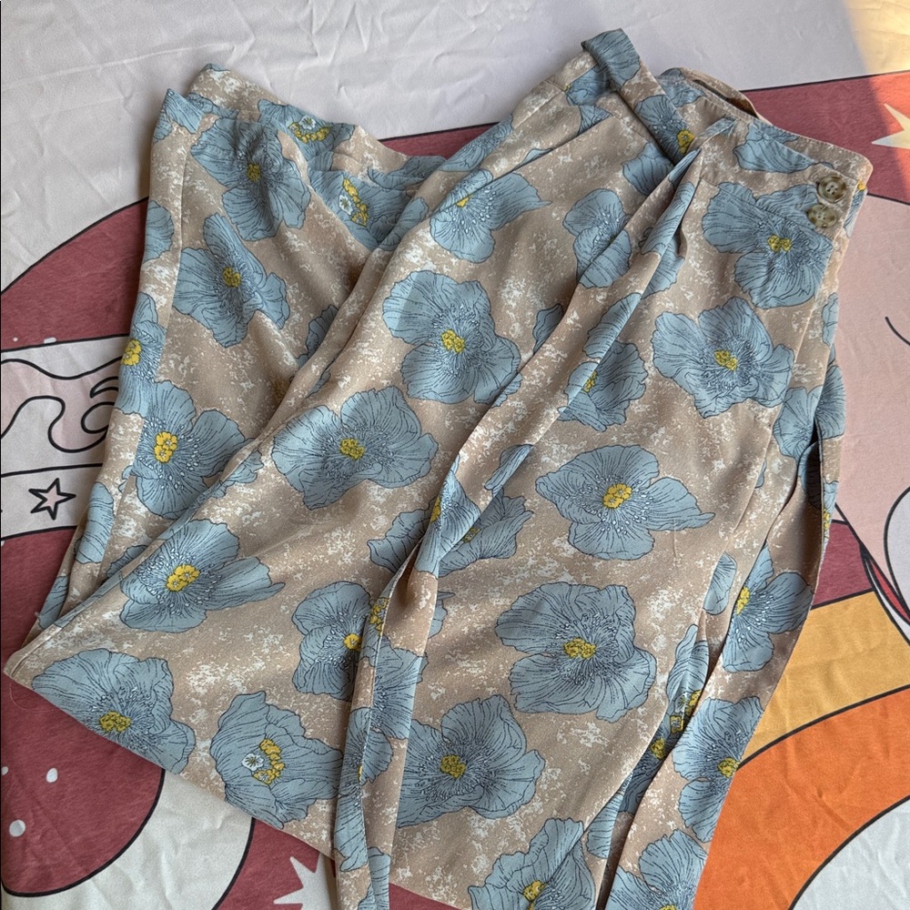Wide leg floral pants
